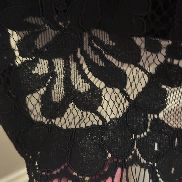 JEN - Sweet Lovely  - Black Lace Top Ruffle Sleeve Fringe SZ S Lined NWT - Picture 7 of 13